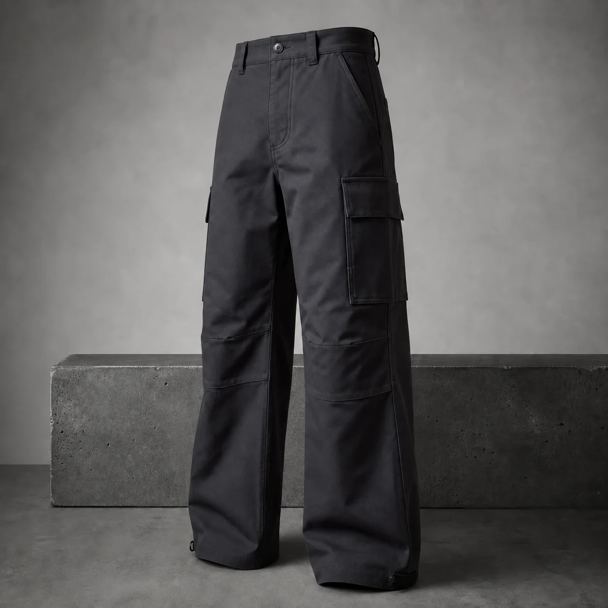 Pantalón cargo negro de pierna amplia VALZERI